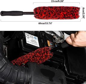 img 3 attached to 🧹 Bzczh Metal-Free Synthetic Wool Wheel Brushes (3 Pack): Soft, Dense Fibers for Safe and Effective Car Rim Cleaning