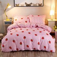 🍓 kawaii bedding set: pink strawberry decor comforter cover, ideal for women, girls, and kids' kawaii room decor - soft reversible cute strawberry duvet cover, twin size logo