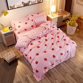 img 2 attached to 🍓 Kawaii Bedding Set: Pink Strawberry Decor Comforter Cover, Ideal for Women, Girls, and Kids' Kawaii Room Decor - Soft Reversible Cute Strawberry Duvet Cover, Twin Size