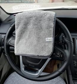 img 2 attached to KinHwa Microfiber Car Drying Towels Super Absorbent Car Wash Cloths Scratch Free Car Cleaning Towels Ultra Soft Auto Detailing Towels 380Gsm(16Inch X 16Inch