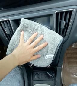 img 1 attached to KinHwa Microfiber Car Drying Towels Super Absorbent Car Wash Cloths Scratch Free Car Cleaning Towels Ultra Soft Auto Detailing Towels 380Gsm(16Inch X 16Inch