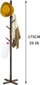 img 3 attached to 🧥 Beech Free Standing Coat Rack Stand: Versatile Adjustable Coat Tree with 4 Sections & 8 Hooks, Easy Assembly, Ideal for Bedroom, Office, Hallway, Entryway (Wood Color)