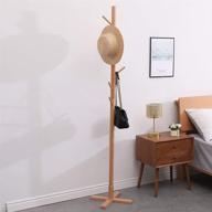 🧥 вешалка для верхней одежды beech free standing coat rack stand: универсальное регулируемое дерево для верхней одежды с 4 секциями и 8 крючками, легкая сборка, идеально подходит для спальни, офиса, коридора, прихожей (цвет дерева). логотип