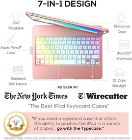 img 3 attached to 📱 10.2-inch iPad 8th Generation (2020), 7th Gen, Air 3, Pro 10.5 Keyboard Case - 11 Vibrant Colors, 10 Color Backlight, 7 Modes, 360° Rotation, Slim Protective Cover, Rose, Apple Pencil Holder