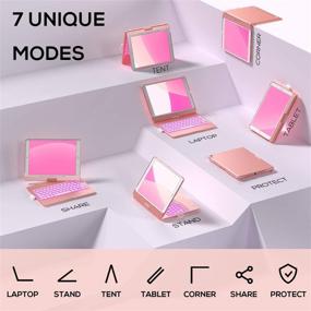 img 2 attached to 📱 10.2-inch iPad 8th Generation (2020), 7th Gen, Air 3, Pro 10.5 Keyboard Case - 11 Vibrant Colors, 10 Color Backlight, 7 Modes, 360° Rotation, Slim Protective Cover, Rose, Apple Pencil Holder