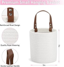 img 1 attached to 🧺 ABenkle Hanging Rope Basket Planter - 7x6 Wall Storage Basket with Handle for Organizing Key, Sunglasses, Flower - Small Tall Round Modern Mini Woven Basket Wall Decor for Plant