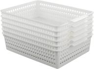 efficient paper/file organization: fiazony white plastic storage trays basket, 6-pack logo