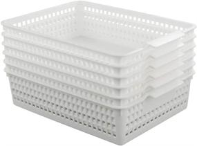 img 4 attached to Efficient Paper/File Organization: Fiazony White Plastic Storage Trays Basket, 6-Pack