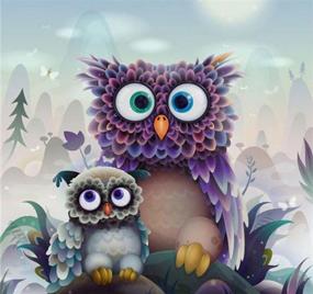 img 4 attached to EOBROMD Diamond Painting Kits: Full Drill Arts and Crafts for Beginners and Kids, Two Owls Design - 12x12inch