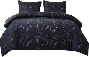 img 4 attached to 🛏️ Bedsure Marble Comforter Set (King, Black) - Super Soft 3-Piece Bedding Bundle - All Season Reversible Down Alternative - Includes 2 Pillow Shams