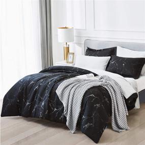 img 2 attached to 🛏️ Bedsure Marble Comforter Set (King, Black) - Super Soft 3-Piece Bedding Bundle - All Season Reversible Down Alternative - Includes 2 Pillow Shams