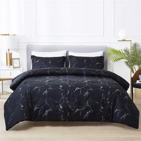 img 3 attached to 🛏️ Bedsure Marble Comforter Set (King, Black) - Super Soft 3-Piece Bedding Bundle - All Season Reversible Down Alternative - Includes 2 Pillow Shams