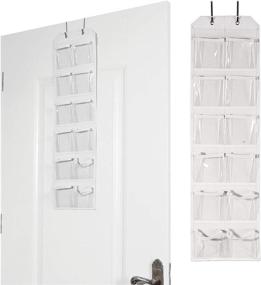 img 3 attached to Crystal-Clear Over the Door Hanging Organizer with 12 Vinyl Pockets - Optimal Compartment Storage Solution for Bedroom, Closet, Bathroom, Pantry
