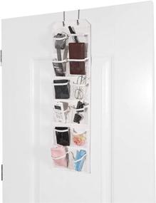 img 4 attached to Crystal-Clear Over the Door Hanging Organizer with 12 Vinyl Pockets - Optimal Compartment Storage Solution for Bedroom, Closet, Bathroom, Pantry