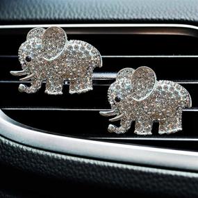 img 2 attached to 🐘 Bling up Your Ride with JALII Auto Diamond Elephant Car Air Vent Clip - Silver