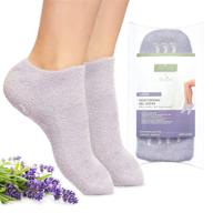 🧦 moisturizing socks for dry cracked feet - essential oil infused silicon, foot mask spa gel sock for women and men, cold therapy, cream-free lotion treatment, heal and repair heels, large size (9.8") logo