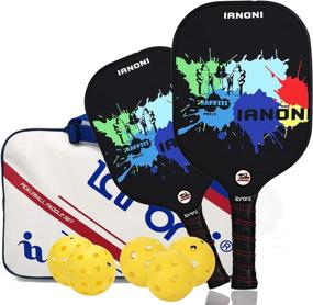 img 4 attached to 🏓 Набор палок для пиклбола ianoni: премиум-легкие ракетки из графита с медовым сотовым сердечником - включает 4 мяча, портативный чехол и ультрамягкую ручку.