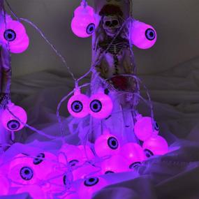 img 3 attached to 👁️ Purple ILLUMINEW 30 LED Halloween Eyeball String Lights - Waterproof, Battery Operated Fairy Lights with Remote Control - Ideal for Outdoor and Indoor Halloween, Christmas, and Party Decor