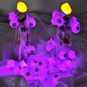 img 2 attached to 👁️ Purple ILLUMINEW 30 LED Halloween Eyeball String Lights - Waterproof, Battery Operated Fairy Lights with Remote Control - Ideal for Outdoor and Indoor Halloween, Christmas, and Party Decor