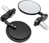 🔍 universal black 3" round 7/8" handle bar end rearview convex mirrors for harley davidsons, suzuki, honda, kawasaki cruisers – enhanced vision side mirrors logo