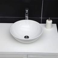 🚽 small bathroom vanity sink - ghomeg 16''x16'' round vessel sink, above counter art basin, white ceramic porcelain logo