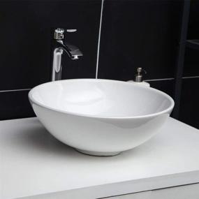 img 2 attached to 🚽 Small Bathroom Vanity Sink - GhomeG 16''x16'' Round Vessel Sink, Above Counter Art Basin, White Ceramic Porcelain