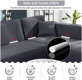 img 1 attached to Super Stretch L Shape Sofa Covers: Sectional Couch Slipcovers for 3 + 3 Seaters with Pillow Covers - Light Grey, Ideal for Pets and Kids