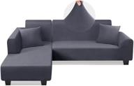 super stretch l shape sofa covers: sectional couch slipcovers for 3 + 3 seaters with pillow covers - light grey, ideal for pets and kids logo