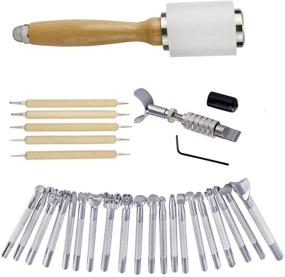 img 4 attached to 🛠️ 20-Piece Leather Stamping Tool Set for DIY Leather Carving, Saddle Making, and Leather Craft Stamps - Includes BANYOUR DIY Hammer