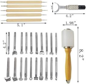 img 3 attached to 🛠️ 20-Piece Leather Stamping Tool Set for DIY Leather Carving, Saddle Making, and Leather Craft Stamps - Includes BANYOUR DIY Hammer