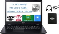 💻 high-performance 2021 acer aspire 3 17.3'' hd+ laptop with intel core i5-1035g1, 20gb ram, 1tb hdd+128gb ssd - win 10 w/ghost manta accessories logo