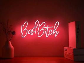 img 4 attached to 🔥 Bad Bitch Neon Sign - Pink Hanging Neon Light for Home Bedroom Room Decor Bar Office Halloween Party