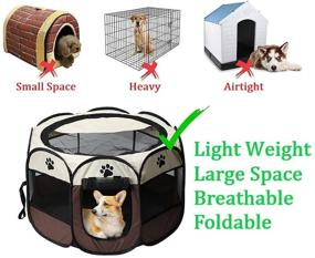 img 1 attached to 🐾 Coopupet Pet Playpen: Foldable Dog Playpen, Portable Octagon Pet Tent, Collapsible Exercise Kennel Tent for Puppies/Dogs/Cats/Rabbits + Carrying Case & Travel Bowl Included