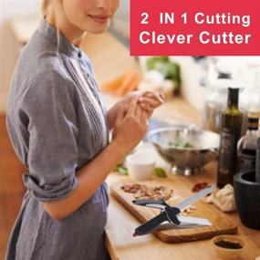 img 3 attached to 🔪 Гильотина Clever Cutter - нож и разделочная доска 2 в 1, пищевые ножницы можно мыть в посудомоечной машине, комбинированные нарезчики и ножницы из нержавеющей стали идеально подходят для пикников и барбекю.