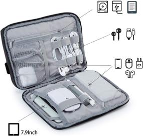 img 2 attached to 🎒 Сумка-органайзер BAGSMART 2-Pack для 7.9-дюймового iPad, кабелей, мыши, телефона, USB, SD-карты - черная сумка для гаджетов и упаковки для путешествий
