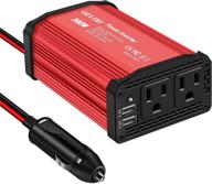 🔋 upgraded 300w power inverter: dc 12v to 110v ac car converter with dual usb ports & car charger adapter (red) - high-quality performance logo