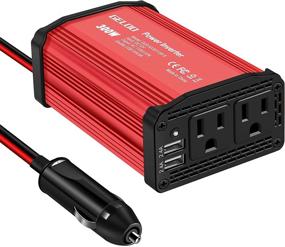 img 4 attached to 🔋 Upgraded 300W Power Inverter: DC 12V to 110V AC Car Converter with Dual USB Ports & Car Charger Adapter (Red) - High-Quality Performance