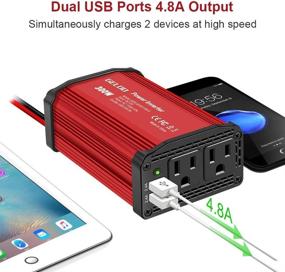 img 2 attached to 🔋 Upgraded 300W Power Inverter: DC 12V to 110V AC Car Converter with Dual USB Ports & Car Charger Adapter (Red) - High-Quality Performance