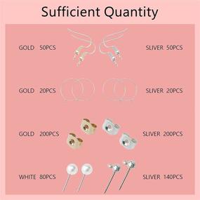 img 3 attached to 760 PCS DIY Earring Making Kit: Sliver Golden Earring Supplies, Pearl Earrings, Ear Rings, Stainless Steel Hooks & Posts