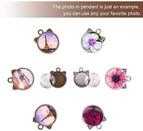 img 1 attached to PH PandaHall 40pcs Tibetan Alloy Round Cat Ear Pendant Trays Blank Bezel with 🐱 40pcs Clear Glass Cabochon Dome Tiles: Create Unique DIY Jewelry for Weddings and Special Occasions