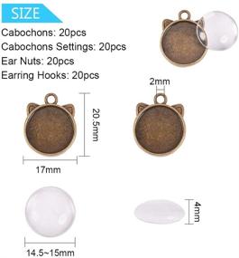 img 3 attached to PH PandaHall 40pcs Tibetan Alloy Round Cat Ear Pendant Trays Blank Bezel with 🐱 40pcs Clear Glass Cabochon Dome Tiles: Create Unique DIY Jewelry for Weddings and Special Occasions