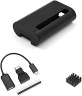 🖥️ black raspberry pi zero case - heat sink & 3-in-1 adapter kit compatible with raspberry pi zero w logo