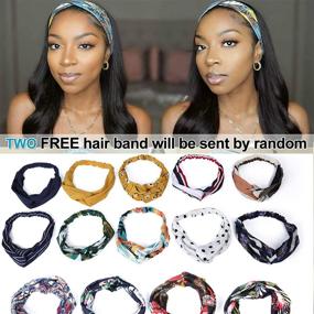 img 2 attached to Body Wave Headband Wig for Black Women - Brazilian Virgin Human Hair Machine Made Half Wig with Ice Silk Headband - 14 Inch, 150% Density