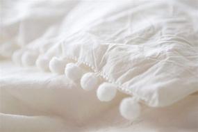 img 2 attached to 🛏️ Pom Pom Fringed White Cotton Duvet Cover, Full Queen Size 86“x90”