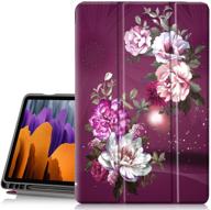 🌺 hocase galaxy tab s7 case: cute flower design, auto sleep wake, soft tpu back cover - burgundy flowers logo