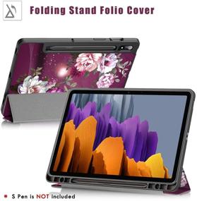 img 3 attached to 🌺 Hocase Galaxy Tab S7 Case: Cute Flower Design, Auto Sleep Wake, Soft TPU Back Cover - Burgundy Flowers