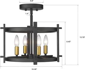 img 3 attached to 🔸 TENGXIN Semi Flush Mount Chandelier: Stylish Round Ceiling Light for Living Room, Bedroom, Kitchen & Hallway – E12 Socket, UL Listed (Black, No Bulbs)