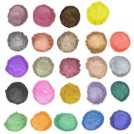 🎨 versatile 24 color pigments shimmer mica powder - ideal for diy soap making, candle making, resin dye, and soap molds (5g each, 120g total) logo