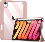 🌸 timovo case for ipad mini 6th gen - rose gold, pencil holder, touch id, ipencil charging, transparent back, auto wake/sleep logo