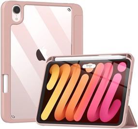 img 4 attached to 🌸 TiMOVO Case for iPad Mini 6th Gen - Rose Gold, Pencil Holder, Touch ID, iPencil Charging, Transparent Back, Auto Wake/Sleep